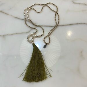 Zacasha Fresh Water Pearl & Crystal Hand Knotted Necklace-BEAUTIFUL! Like New